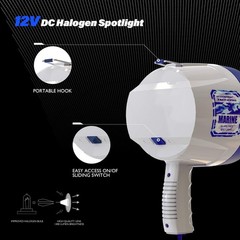 12V DC Marine Handheld Spotlight – Glare-Free Halogen Light for Boats & Outdoor