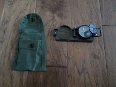 U.S MILITARY STYLE METAL COMPASS LIQUID FILLED SLIDE RULER WITH NYLON OD POUCH