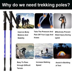 2X Trekking Poles Nordic Walking Hiking Sticks Adjustable Anti-shock Alpenstock