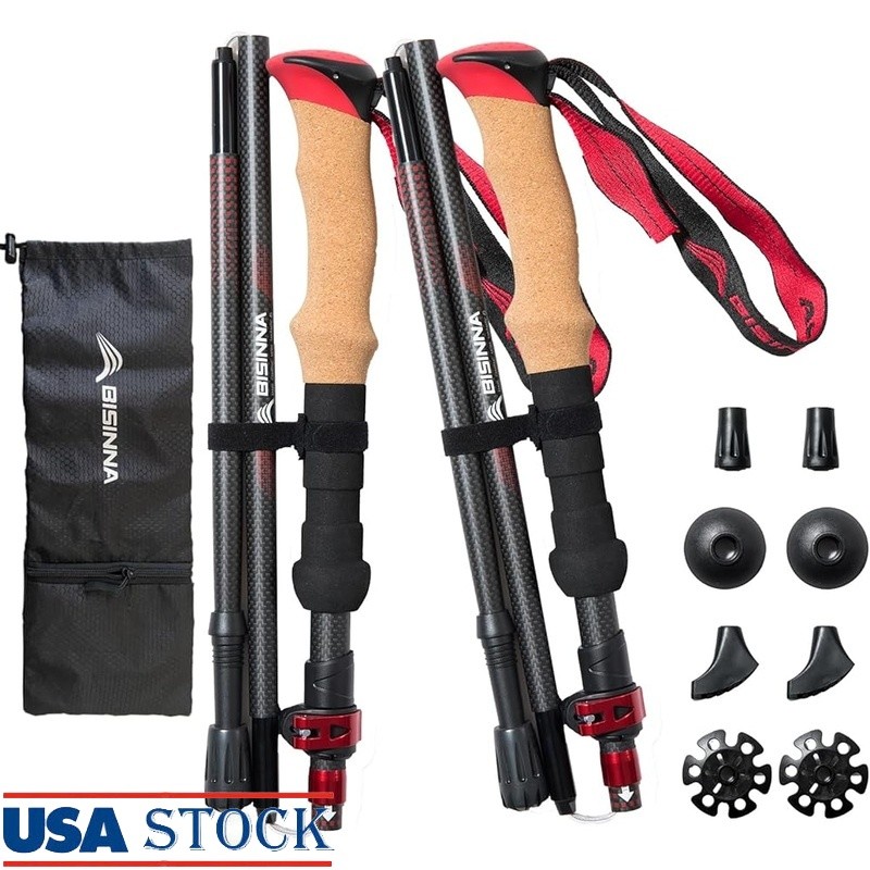 Lightweight Carbon Fiber Trekking Poles Adjustable Folding Hiking Sticks New