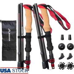 Lightweight Carbon Fiber Trekking Poles Adjustable Folding Hiking Sticks New