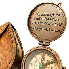 Brass Compass with “Go Confidently in the Direction of Your Dreams” Quote by