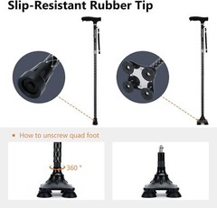 KAKICLAY New Trekking Poles Walking Cane Hiking Stick Foldable Lightweight LED
