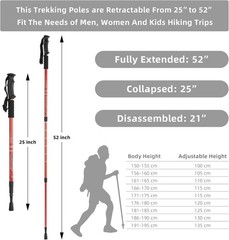 2 Pack Lightweight Hiking Poles – Collapsible & Anti-Shock with Replacement Tips