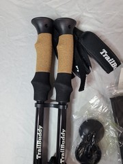 TrailBuddy Hiking Trekking Poles Adjustable Aluminum Cork Grip w/ Accessories