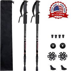 2PC Bastones Plegables Senderismo Bloqueo Rápid Ajustable De Aluminio Antichoque