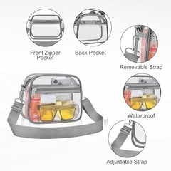 Clear Bag for Stadium Events Clear Sports Fan Handbags Purses with Large Grey