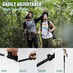 Aluminum Trekking Poles 5 Section Anti Shock Pair