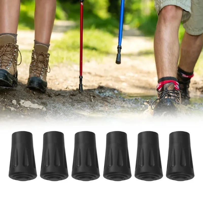 8Pcs Trekking Pole Tips Replacement Protectors Rubber Feet for Hiking Black