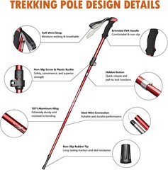 Aluminum Alloy 7075 Adjustable Collapsible Trekking Pole – 1 Pack