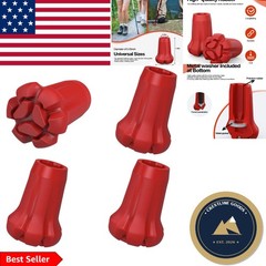 Universal Fit 4-Pc Hiking Pole Tips – Lightweight Red Rubber for Safety
