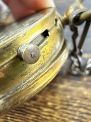 Vintage Antique Brass Pocket Compass Made In France Military Style W/CHAIN Works