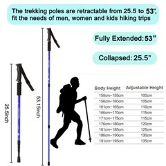 2X Trekking Poles Nordic Walking Hiking Sticks Adjustable Anti-shock Alpenstock