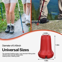 AWINNER Hiking Pole Tips, 4Pcs, Rubber, Wear & Tear Resistant, for Red