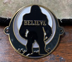 Cutout Black And Gray Believe Sasquatch Hiking Staff Stick Medallion NEW