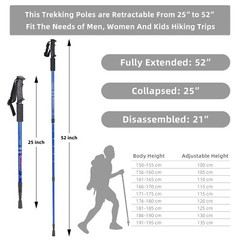 Hiking Trekking Poles Collapsible Lightweight Anti Shock Adjustable 2 Pack