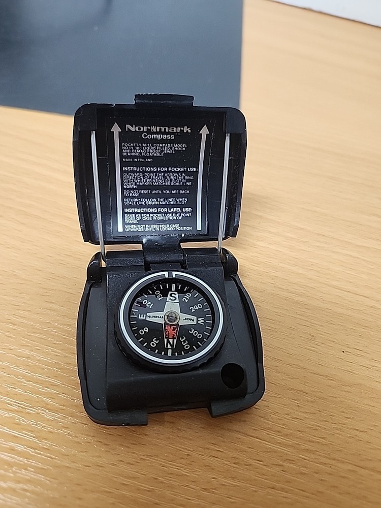 Vintage Normark Pocket Lapel Compass model PL 180 Liquid Filled Made in Finland