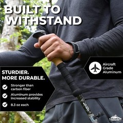 Lightweight Aircraft-Grade Aluminum Trekking Poles with Extended down Grip plus
