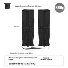 Hiking Gaiters Fleece-lined Gaiters 1mm Hypalon Material Windproof Outer Fabric