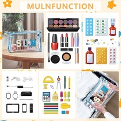 Sunscreen Bag Clear Makeup Toiletry Pouch Beach Vacation Essentials for Blue