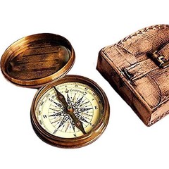 Robert Frost Compass with Poem, 6.4 cm, with Handmade Leather Carry Case