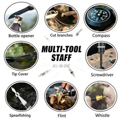 Trekking Pole Tactical Walking Stick, Multifunctional Aluminum Collapsible Su…