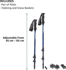 Trekking Poles with Twist Lock Adjustment, Adjustable 65 cm – 135 cm
