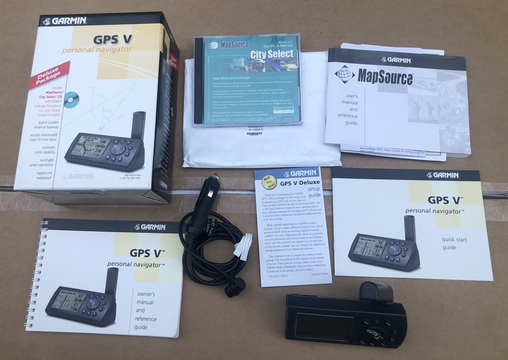 VINTAGE GARMIN GPS V DELUXE PERSONAL NAVIGATOR – TESTED & WORKING