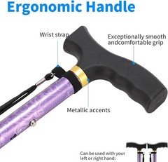 Lightweight Adjustable Folding Walking Cane with T-Handle, 5-Level Height