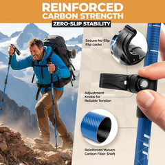 Carbon Fiber Trekking Poles – Lightweight Collapsible Hiking Poles with Cork Gri