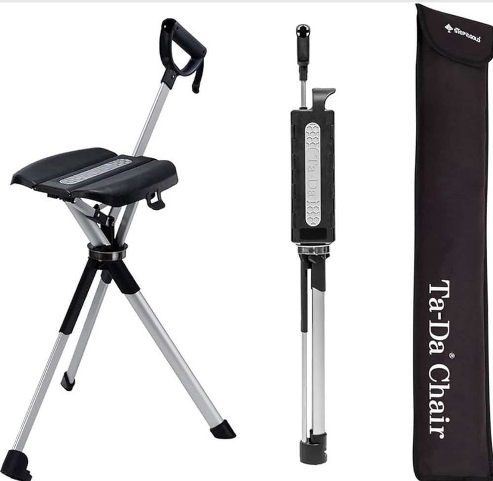 STEP2GOLD Ta-Da Chair Series 2, Portable Trekking Hiking Pole – 36.2” Black