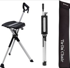 STEP2GOLD Ta-Da Chair Series 2, Portable Trekking Hiking Pole – 36.2” Black