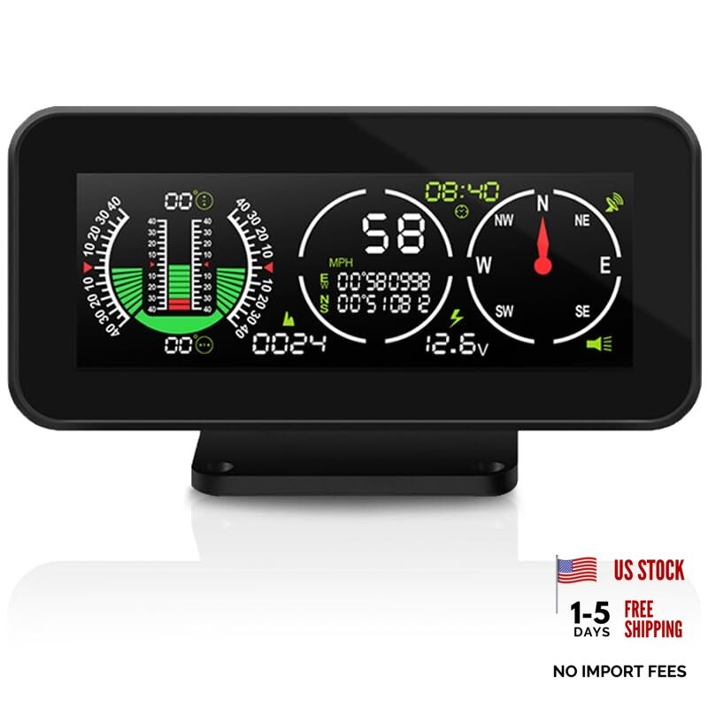 Car Inclinometer for Off-Road Driving, GPS Speedometer MPH KMH with AM50-B