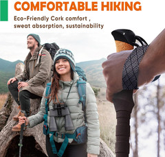 Trek-Z Cork Grip Trekking Poles – Lightweight Folding Hiking Poles, Adjustable H