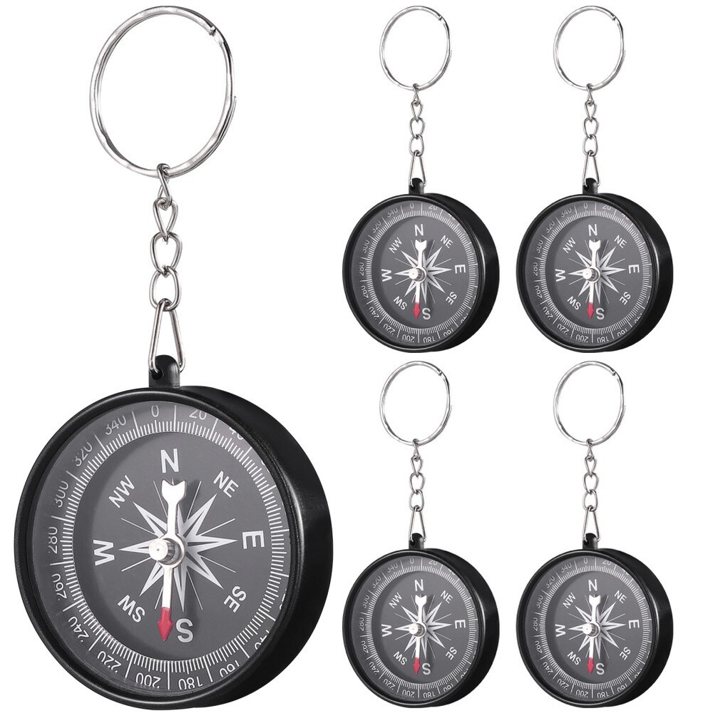 12PCS Hiking Compass Compass Bag Pendant Compass Gifts Men Silver Compass Chain