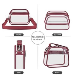 Clear Bag for Stadium Events Clear Sports Fan Handbags Purses Medium Rose Red