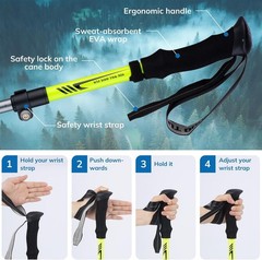 Collapsible Trekking Pole 7075 Aluminum Foldable Hiking Walking Stick Portable