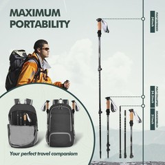 Lightweight Retractable Nordic Walking Sticks, 7075 Aluminum Trekking Poles, Cor