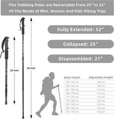Hiking Trekking Poles, 2 Pack Collapsible, Lightweight, Anti Shock, Walking S…