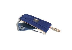 Padded 11.3 oz Cotton Canvas Sunglasses Case – Soft Knit Lining, Rose Gold Navy