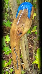 Walking Stick Fractal Lichtenberg With Epoxy Burl Top Handmade & Finished