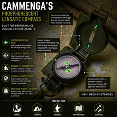 Cammenga 3HCS U.S. Military Lensatic Compass Waterproof Hiking Survival