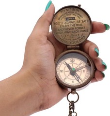 Custom Vintage Compass in Leather Case – Perfect for Baptism & Anniversaries