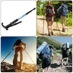 Trekking Poles, Collapsible Telescopic Hiking Pole 21-43 Inch T Handle Blue
