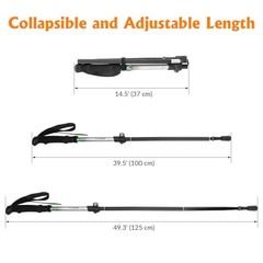 Travel Folding Trekking Hiking Pole with Carrying Case,Collapsible Cane Black