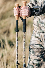 Trekking Poles – Carbon Fiber Monopod Walking or Hiking Sticks with with Accesso