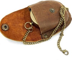 Brass Compass Unique Print Compass With Leather Case Brass Compass With Chain