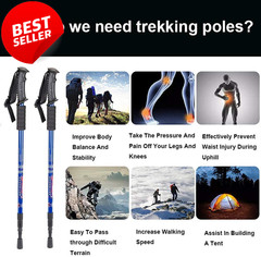 2 Pack Collapsible Trekking Poles Lightweight Anti Shock Adjustable Hiking – US