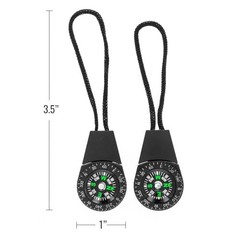 2pk Zipper Pull Mini Pocket Compass Survival Gear Prepper Supplies