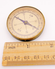 Vintage 60’s Brass Direction Compass Made In Japan 1.78” Mirrored Hiking